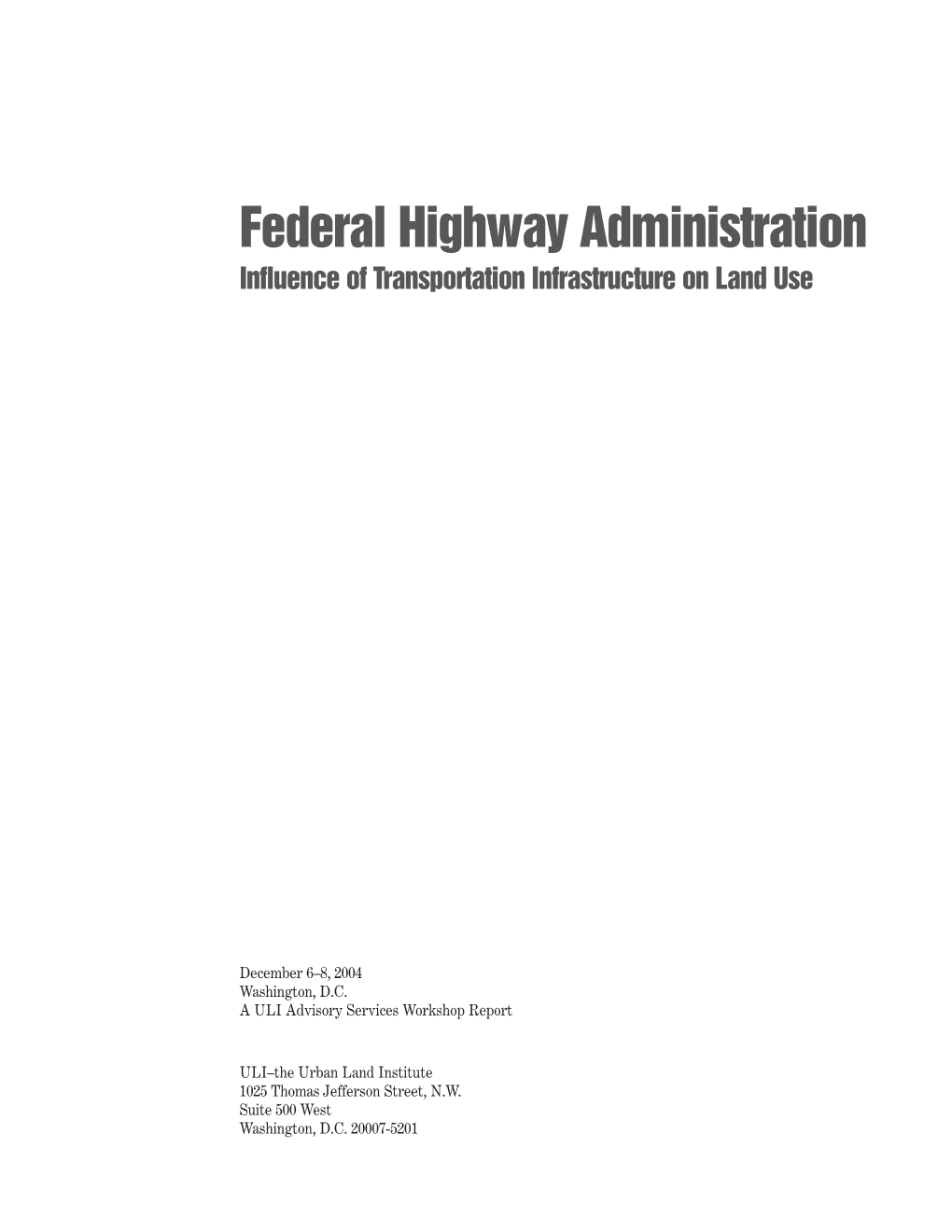 ULI Advisory Services Program Report About the Advisory Services Program