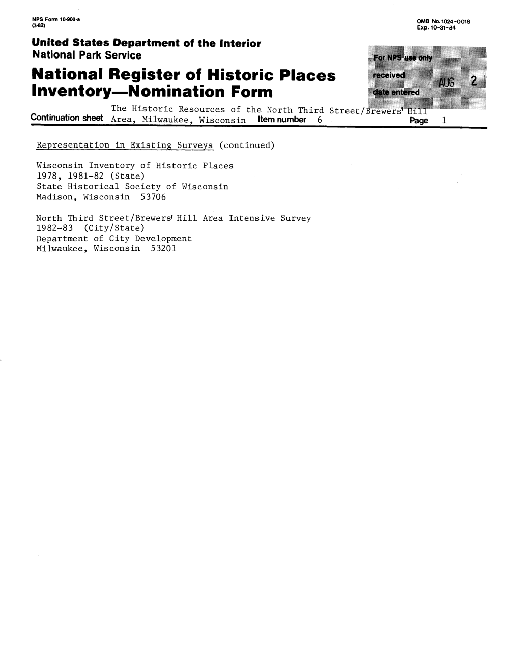 National Register of Historic Places Inventory Nomination Form