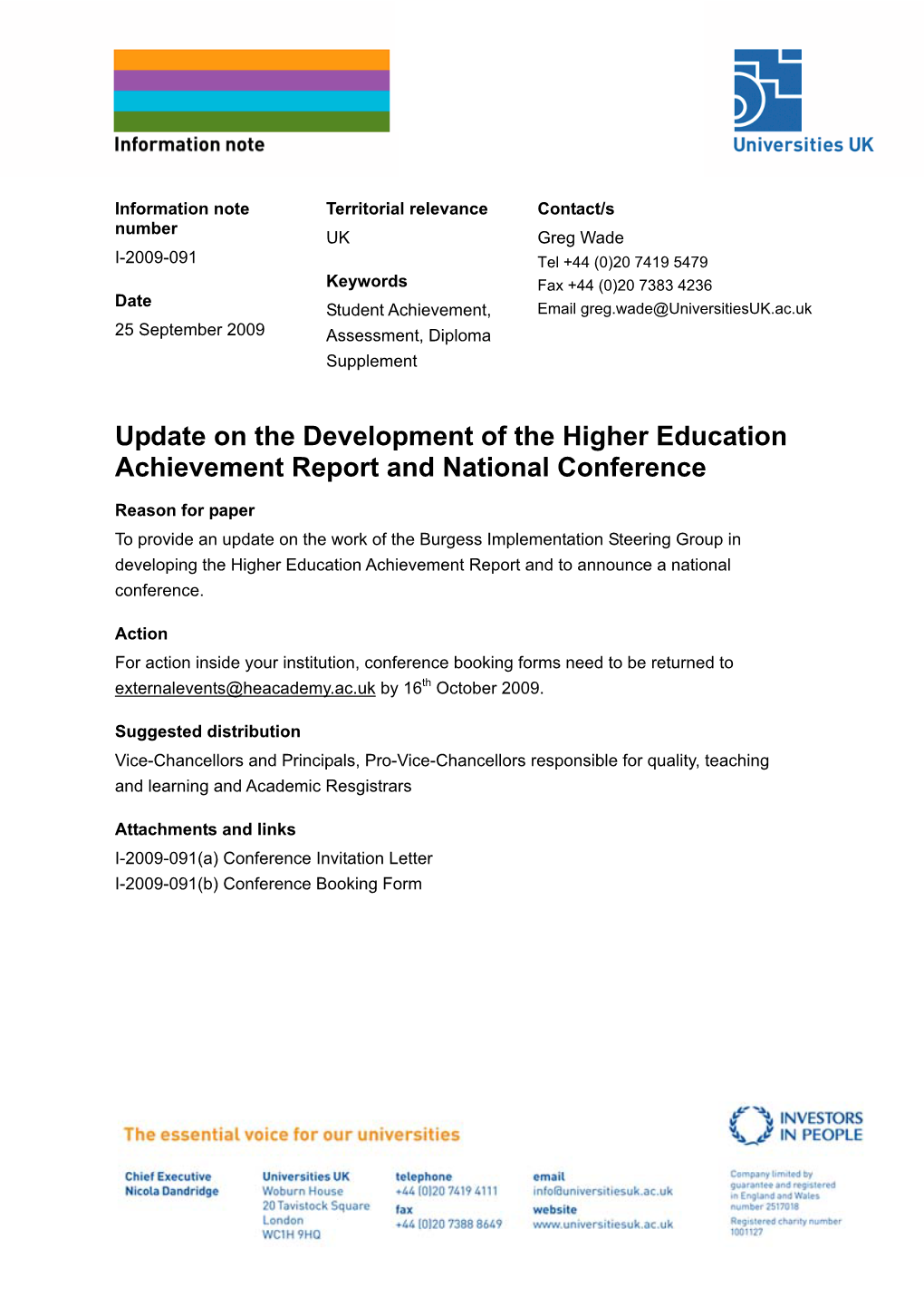 Higher Education Achievement Report and National Conference