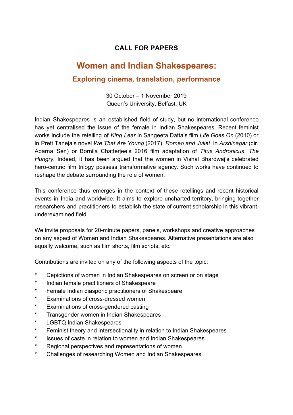 Women and Indian Shakespeares