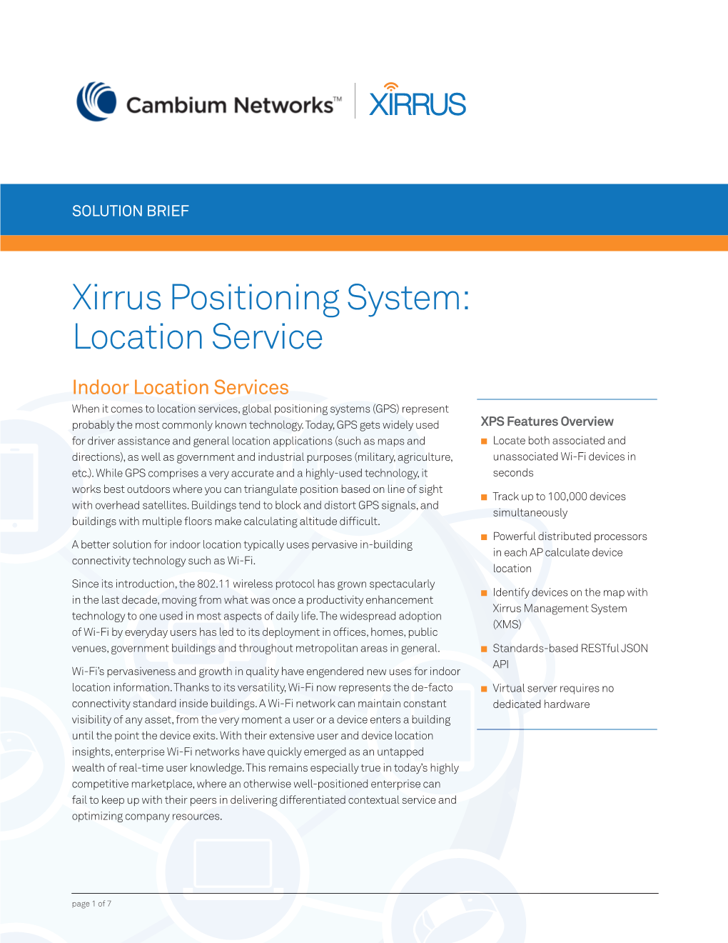 Xirrus Positioning System: Location Service