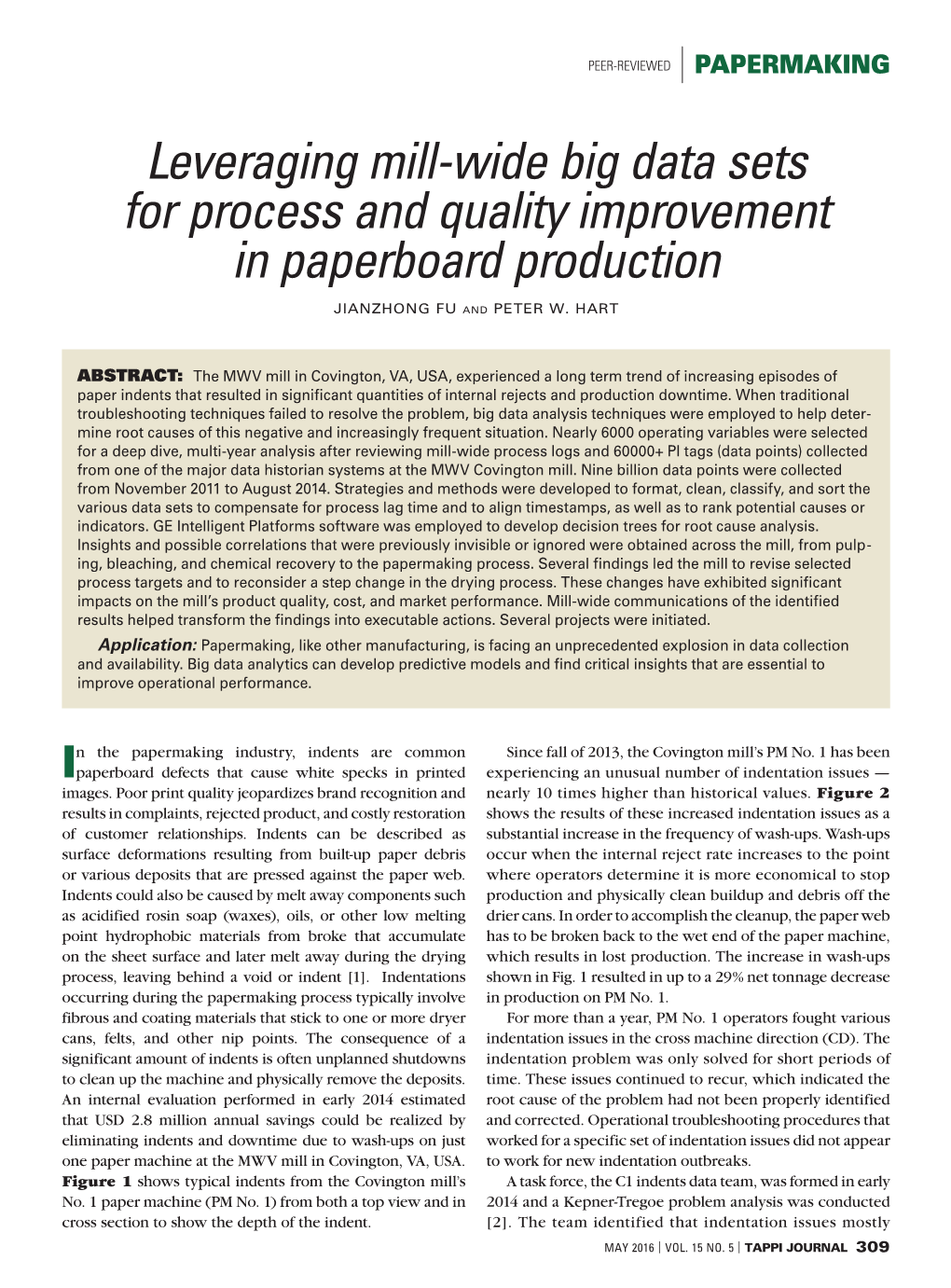 Leveraging Mill-Wide Big Data Sets for Process and Quality Improvement in Paperboard Production