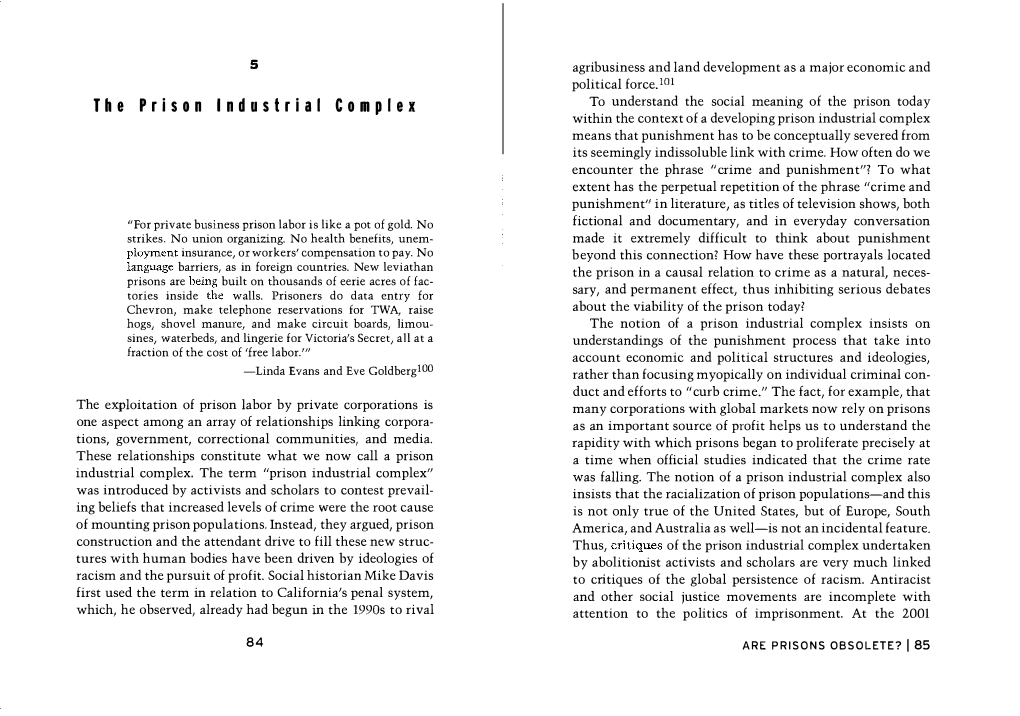 The Prison I Nd U Strial Co M Plex 84 ARE PRISONS OBSOLETE? I 85