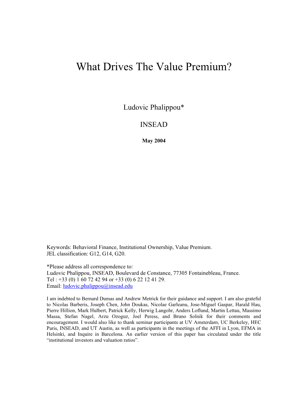 What Drives the Value Premium?