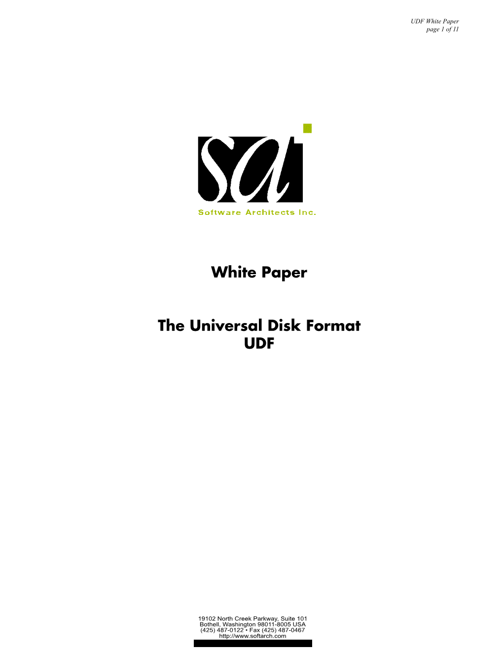 White Paper the Universal Disk Format