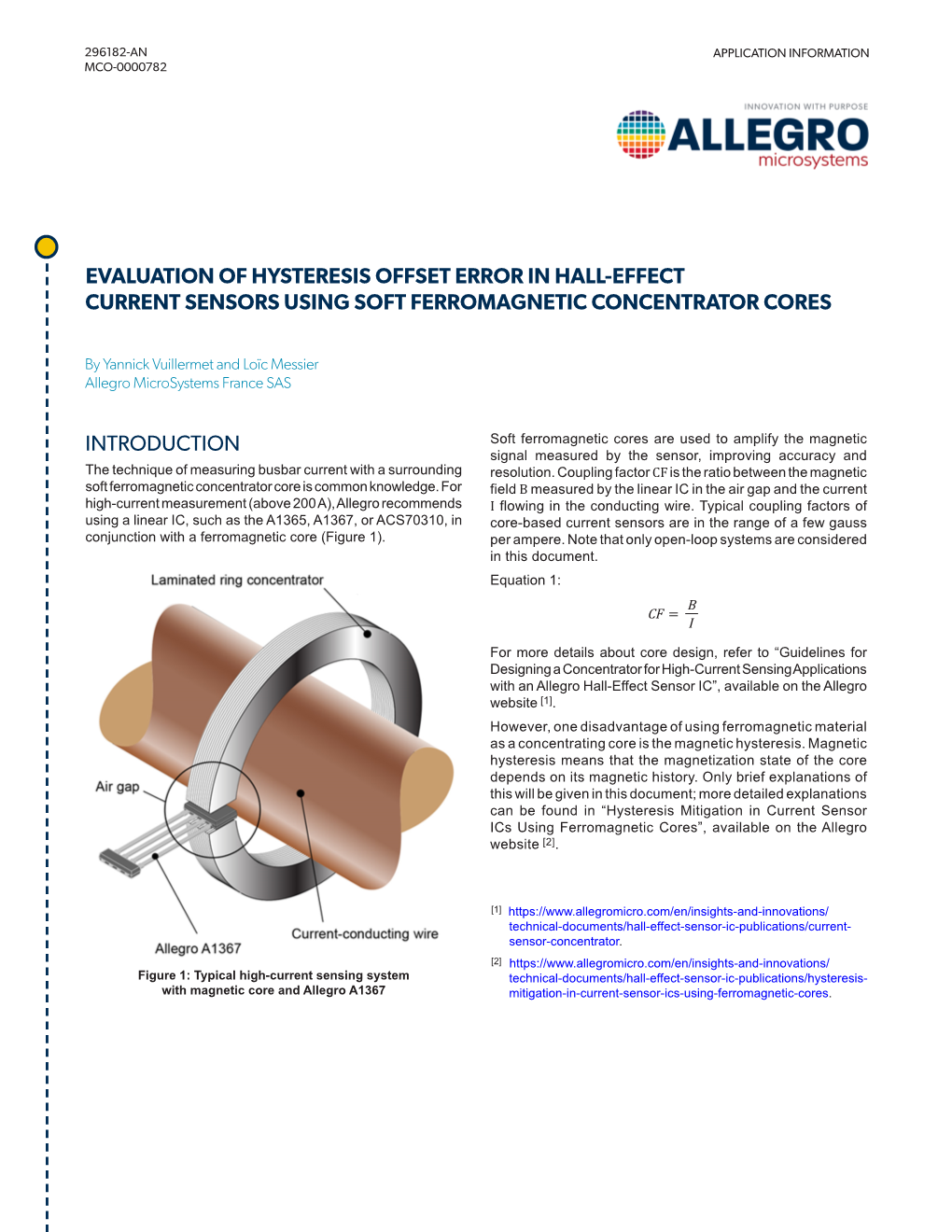 Current Sensors Hysteresis Offset Error in Hall-Effect Current Sensors