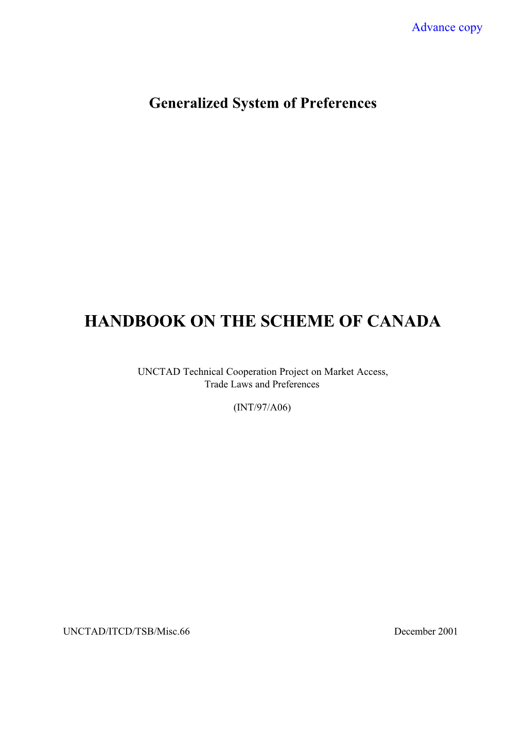 Handbook on the Scheme of Canada