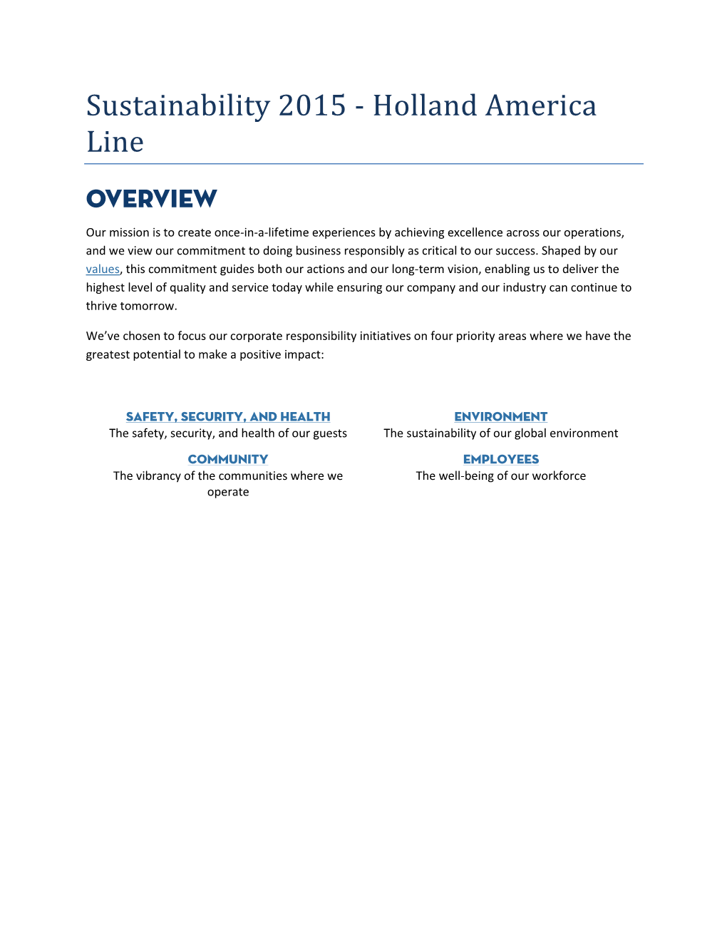 Sustainability 2015 - Holland America Line