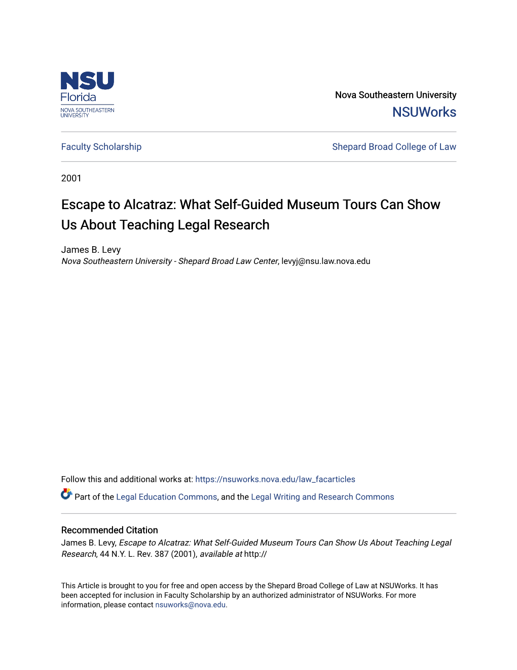 What Self-Guided Museum Tours Can Show Us About Teaching Legal Research