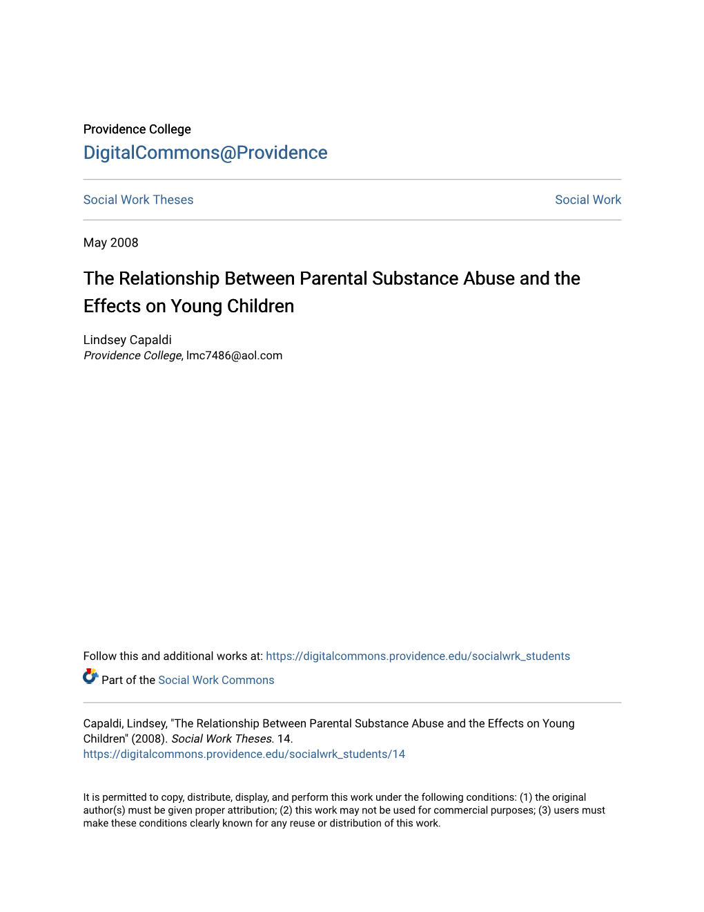 The Relationship Between Parental Substance Abuse and the Effects on Young Children