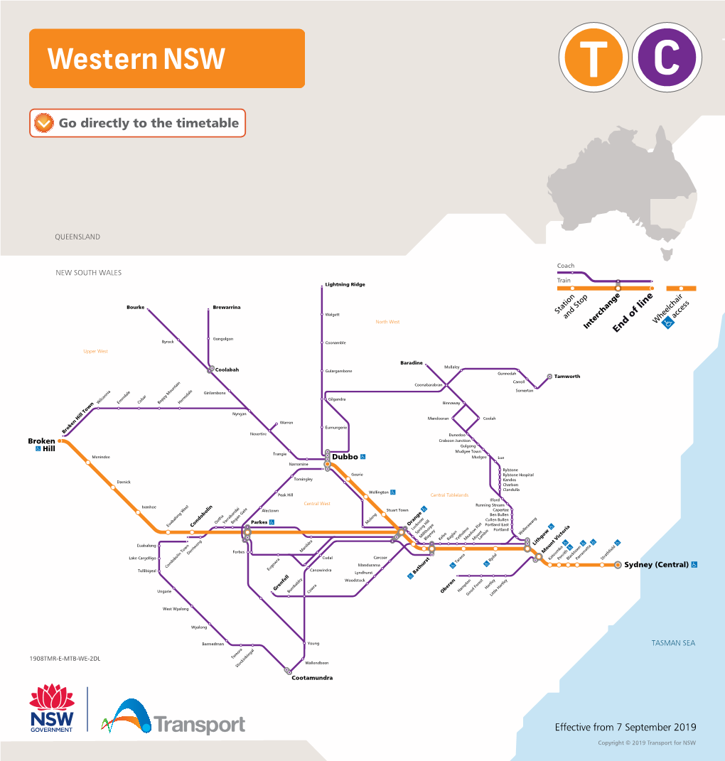 New South Wales Train Link Timetable for the North Western Region