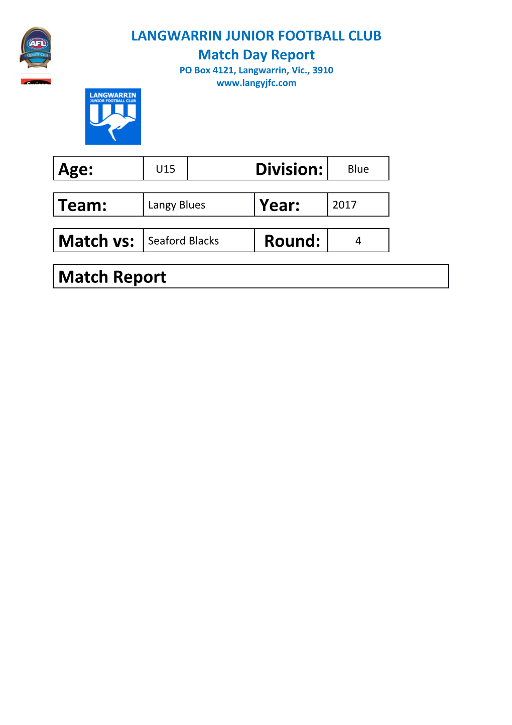 Application for a Coaching Position for Season 2011 s1