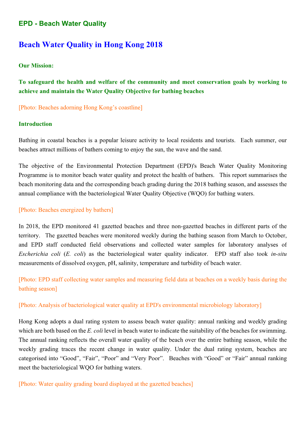 Beach Water Quality in Hong Kong 2018