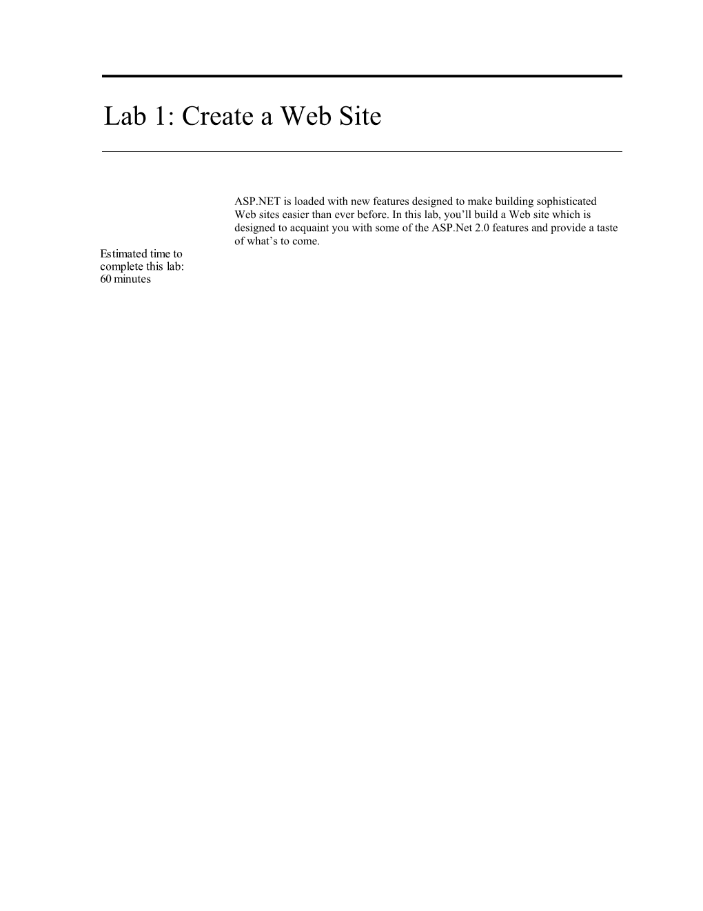 Create a Web Site