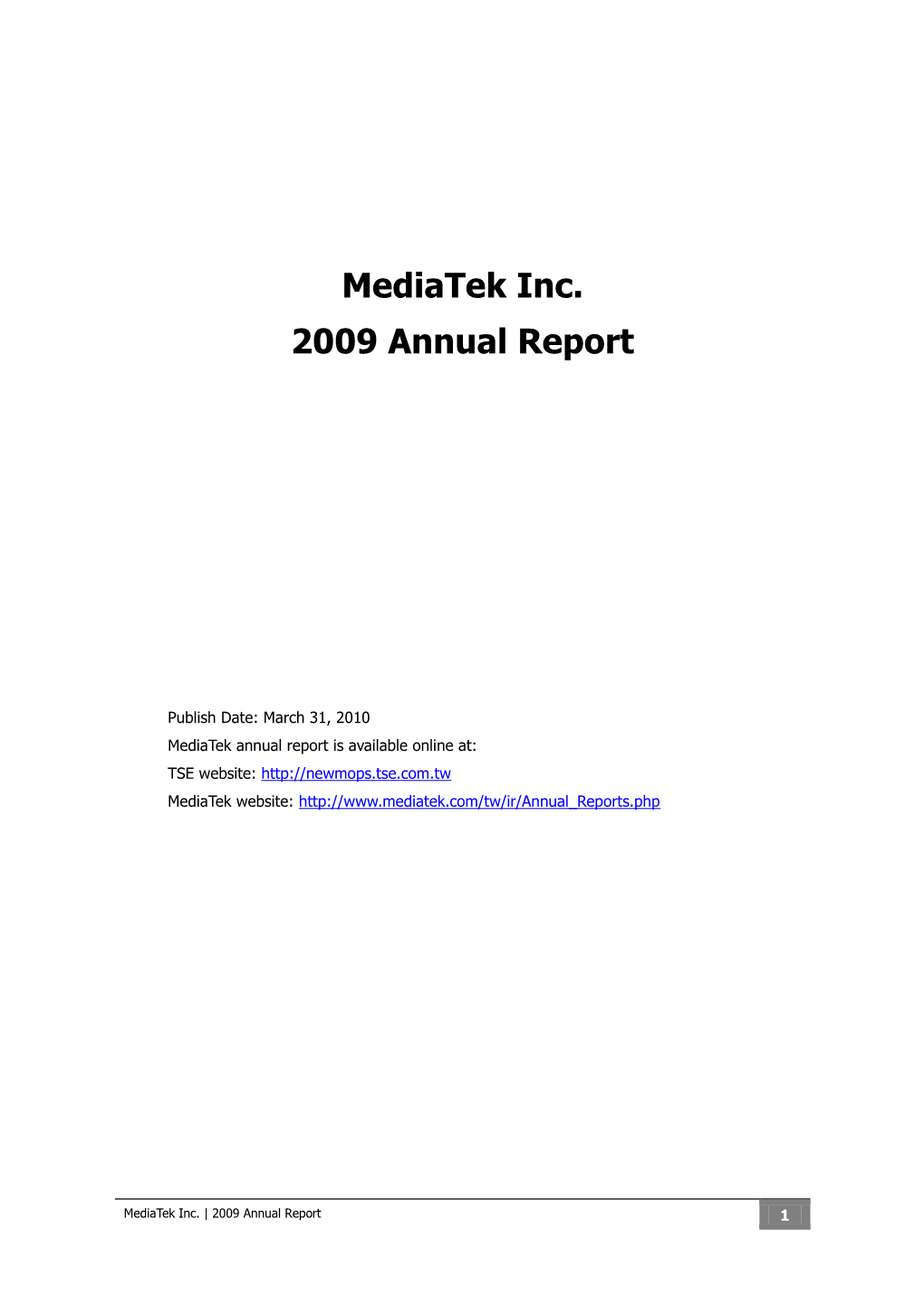 Mediatek Inc. 2009 Annual Report