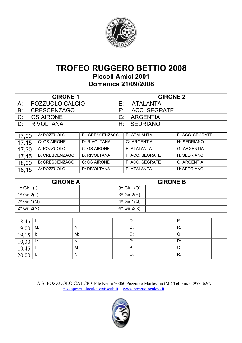 Programma Torneo Rugg. Bettio 08