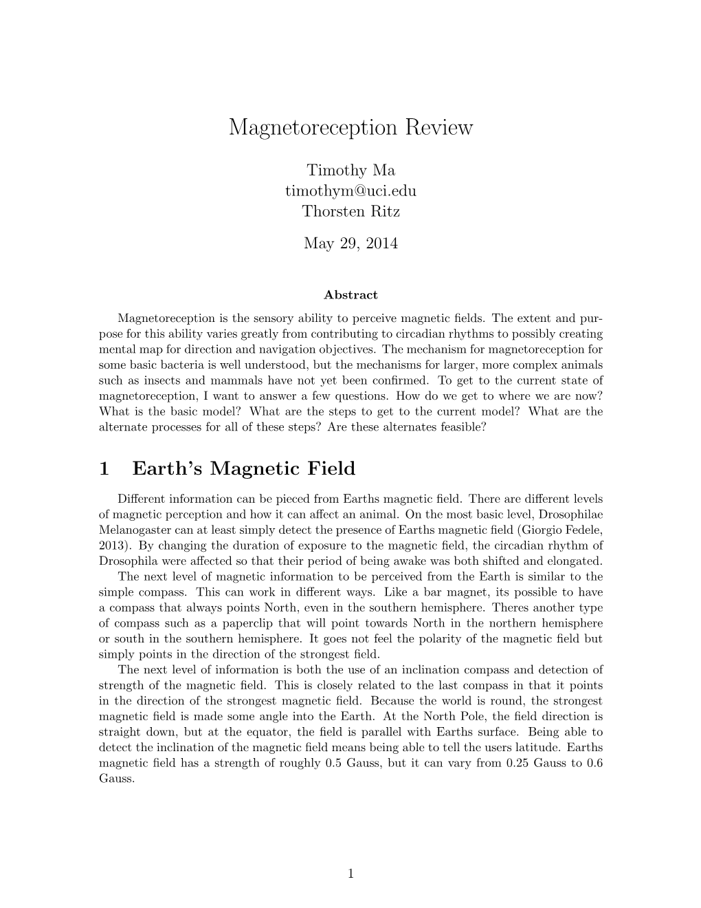 Magnetoreception Review