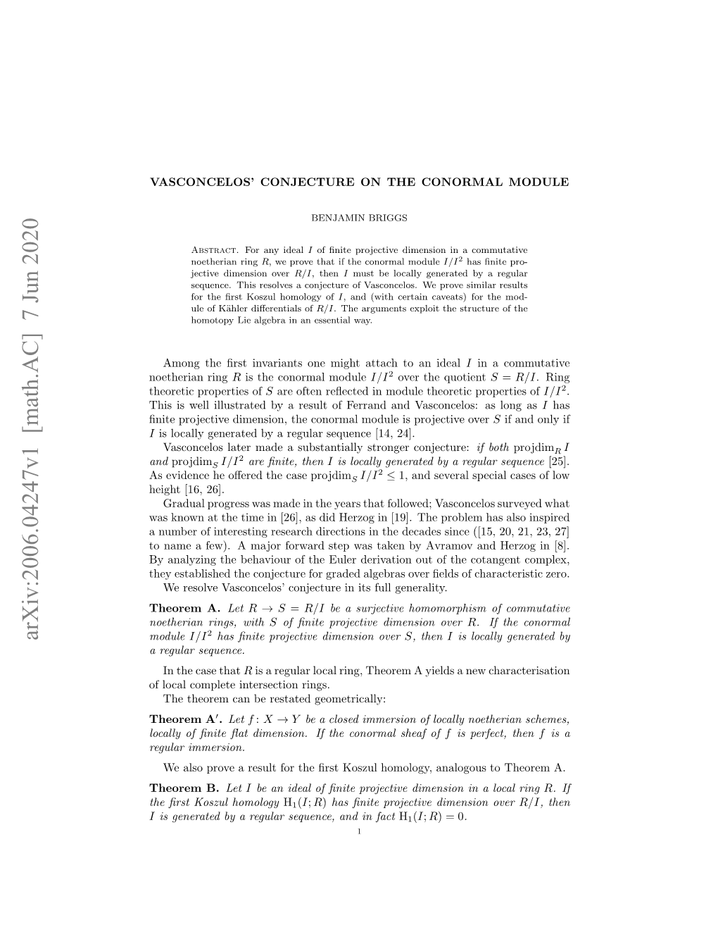 Vasconcelos' Conjecture on the Conormal Module