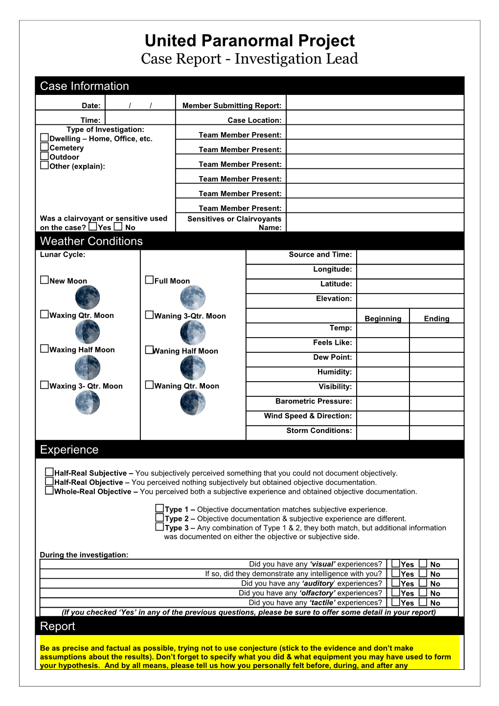 Paranormal Encounters Questionnaire