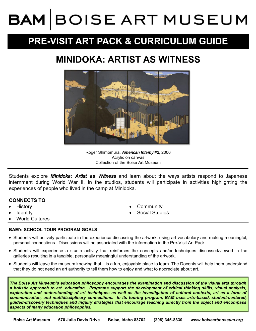 Pre-Visit Art Pack & Curriculum