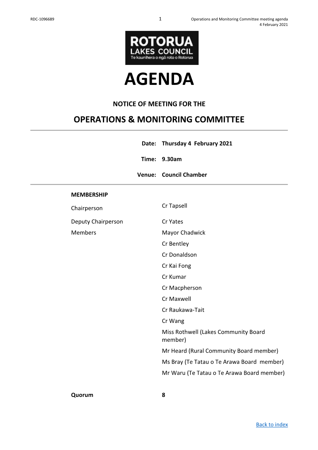 Meeting Agenda 4 February 2021