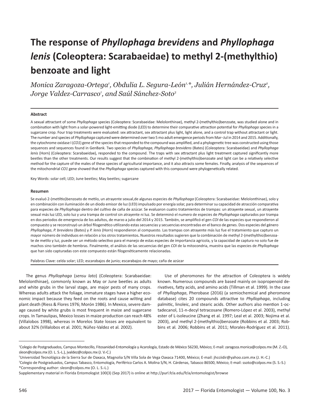 (Coleoptera: Scarabaeidae) to Methyl 2-(Methylthio) Benzoate and Light