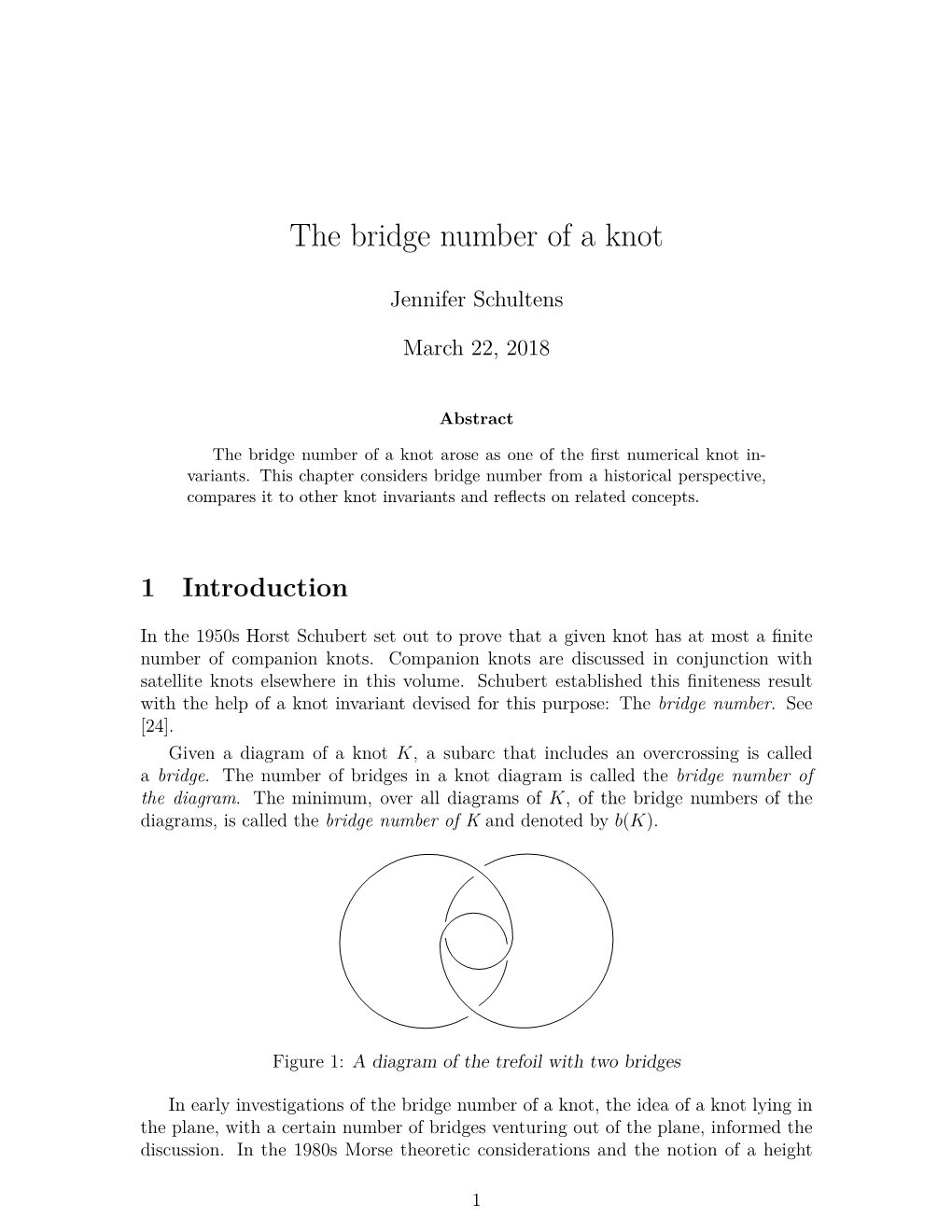 The Bridge Number of a Knot