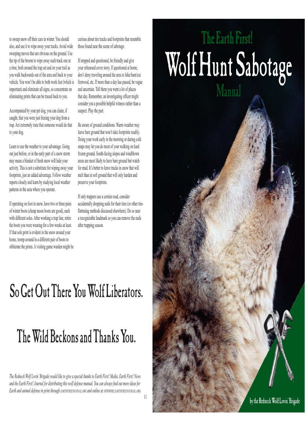The Earth First! Wolf Hunt Sabotage Manual