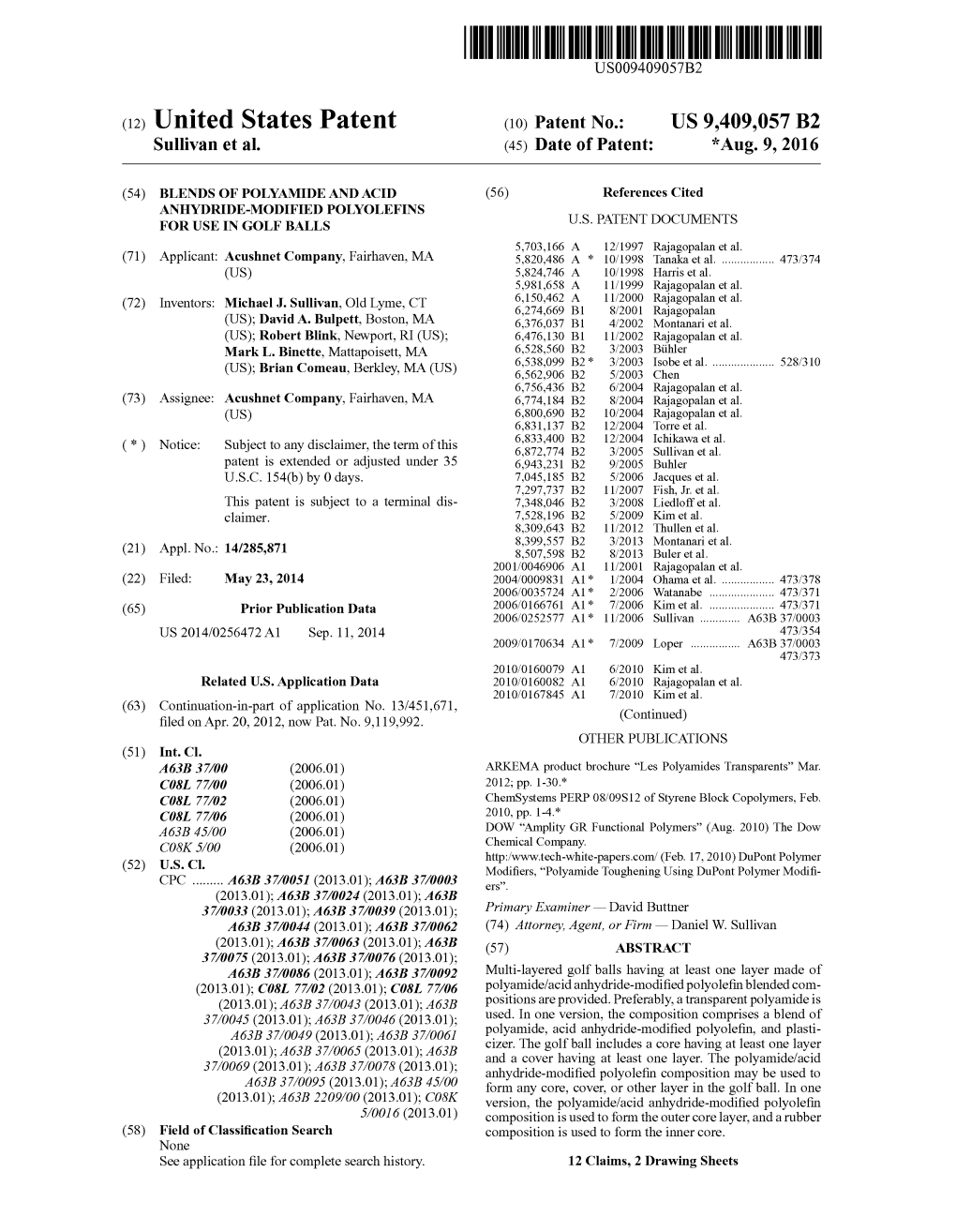 (12) United States Patent (10) Patent No.: US 9,409,057 B2 Sullivan Et Al