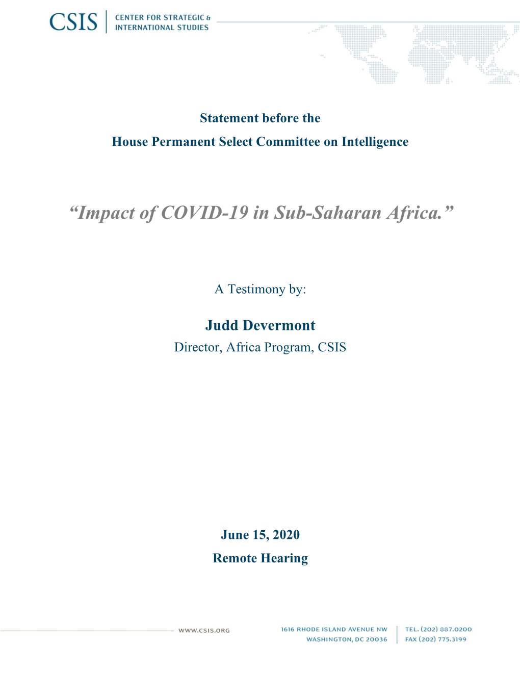 “Impact of COVID-19 in Sub-Saharan Africa.”