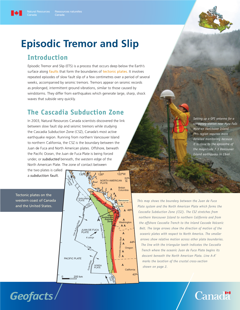 Episodic Tremor and Slip (ETS) Is a Process That Occurs Deep Below the Earth’S Surface Along Faults That Form the Boundaries of Tectonic Plates