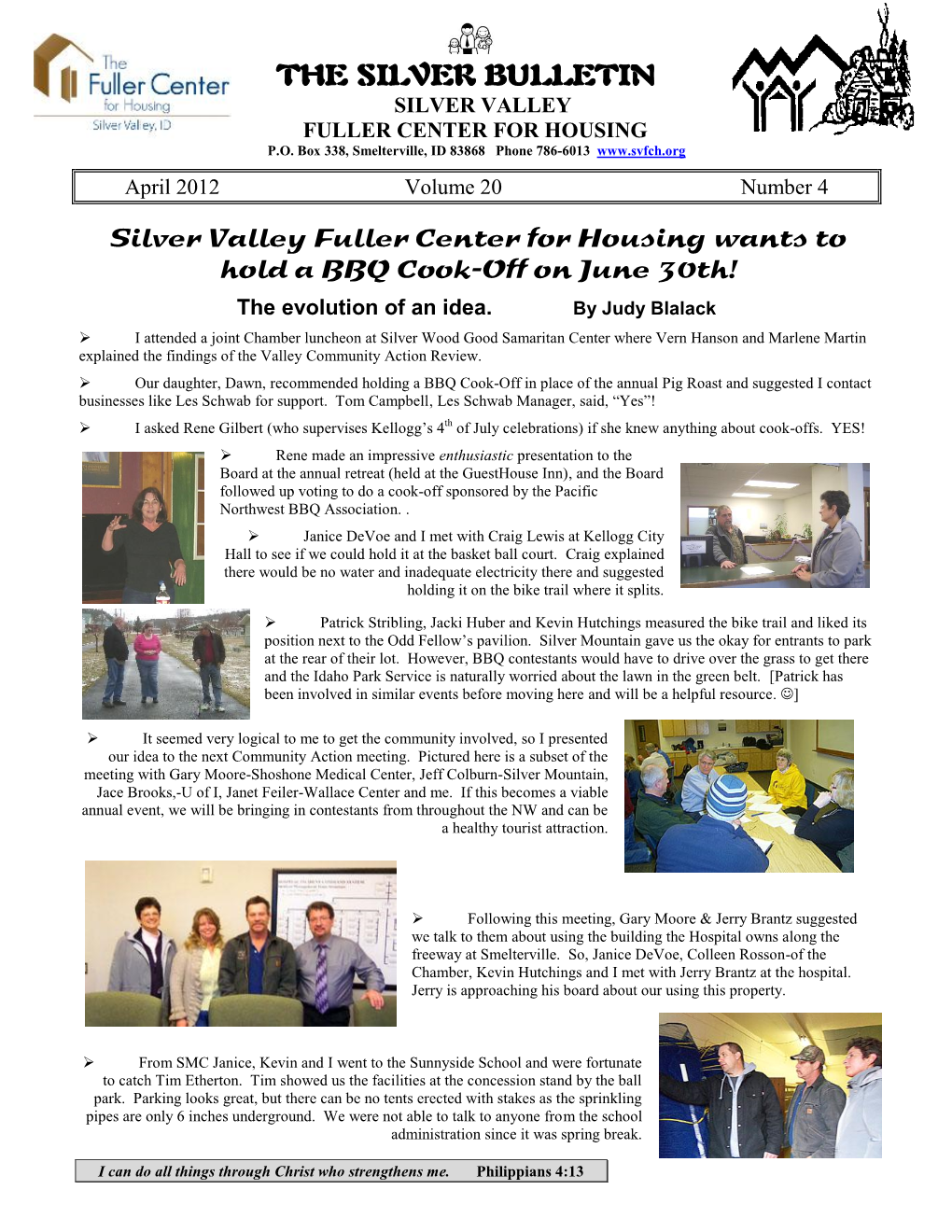 The Silver Bulletin Silver Valley Fuller Center for Housing P.O