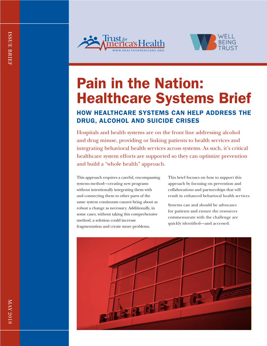 Pain in the Nation: Healthcare Systems Brief HOW HEALTHCARE SYSTEMS CAN HELP ADDRESS the DRUG, ALCOHOL and SUICIDE CRISES