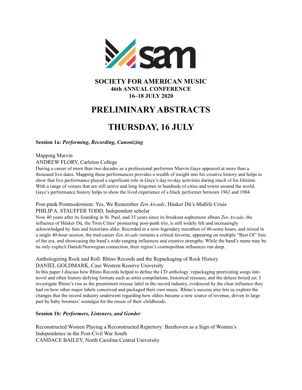 SAM 2020 Compiled Abstracts