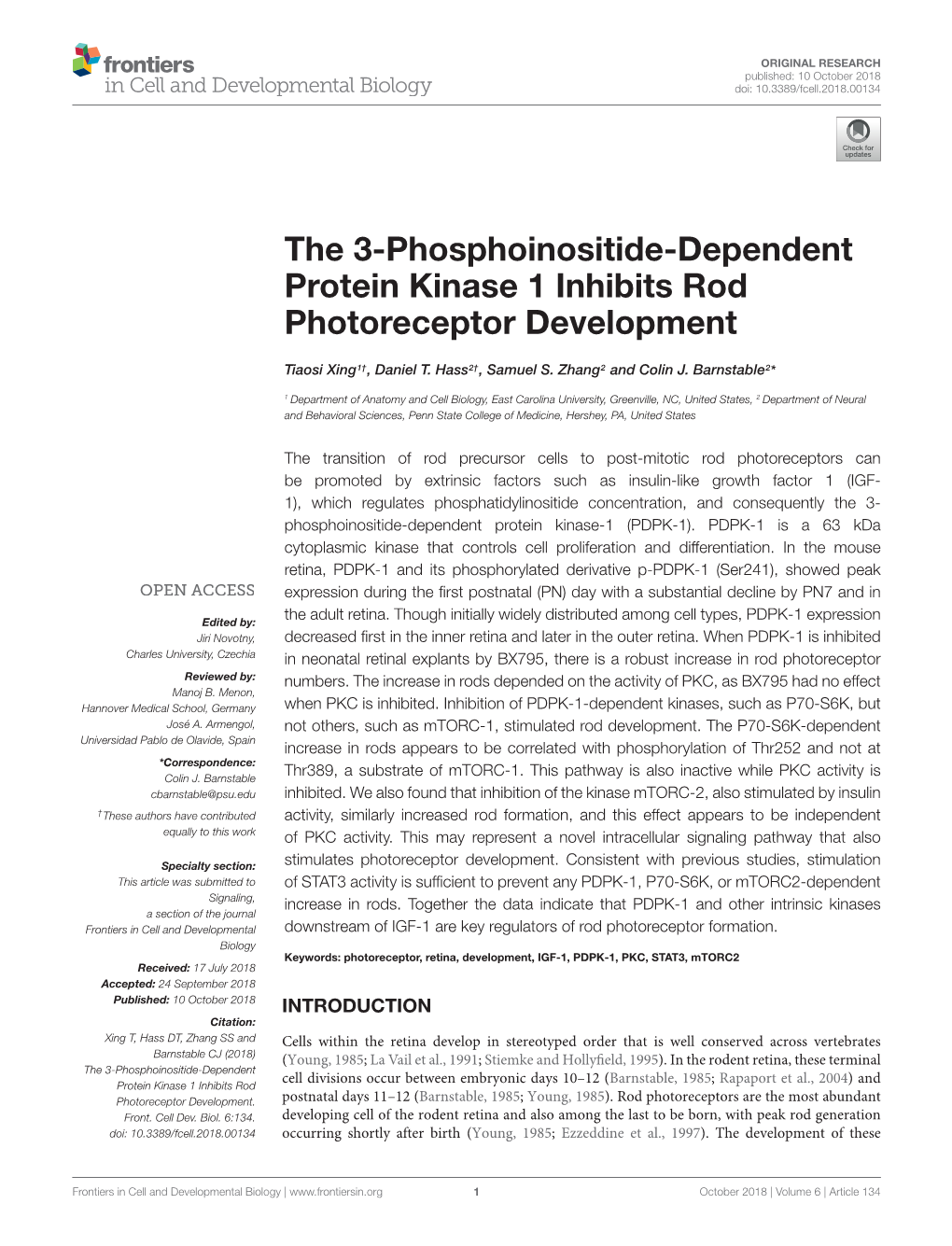 The 3-Phosphoinositide-Dependent Protein Kinase 1 Inhibits Rod Photoreceptor Development