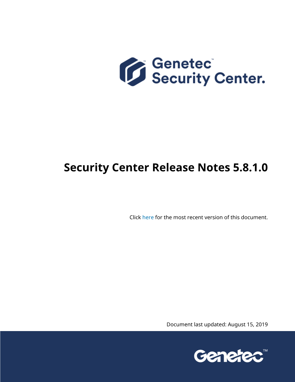 Security Center Release Notes 5.8.1.0