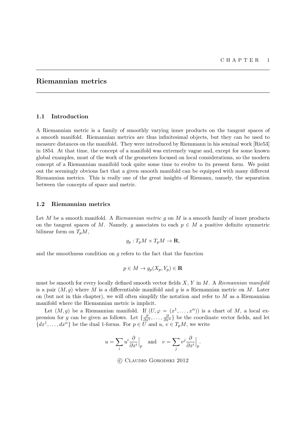 Riemannian Metrics
