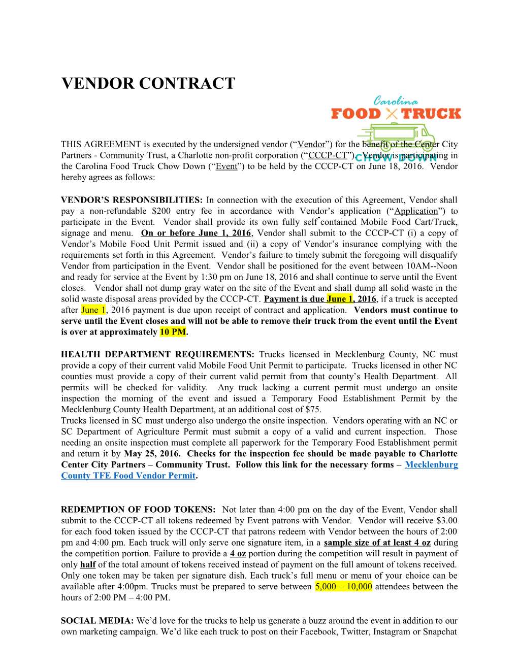 Vendor Contract