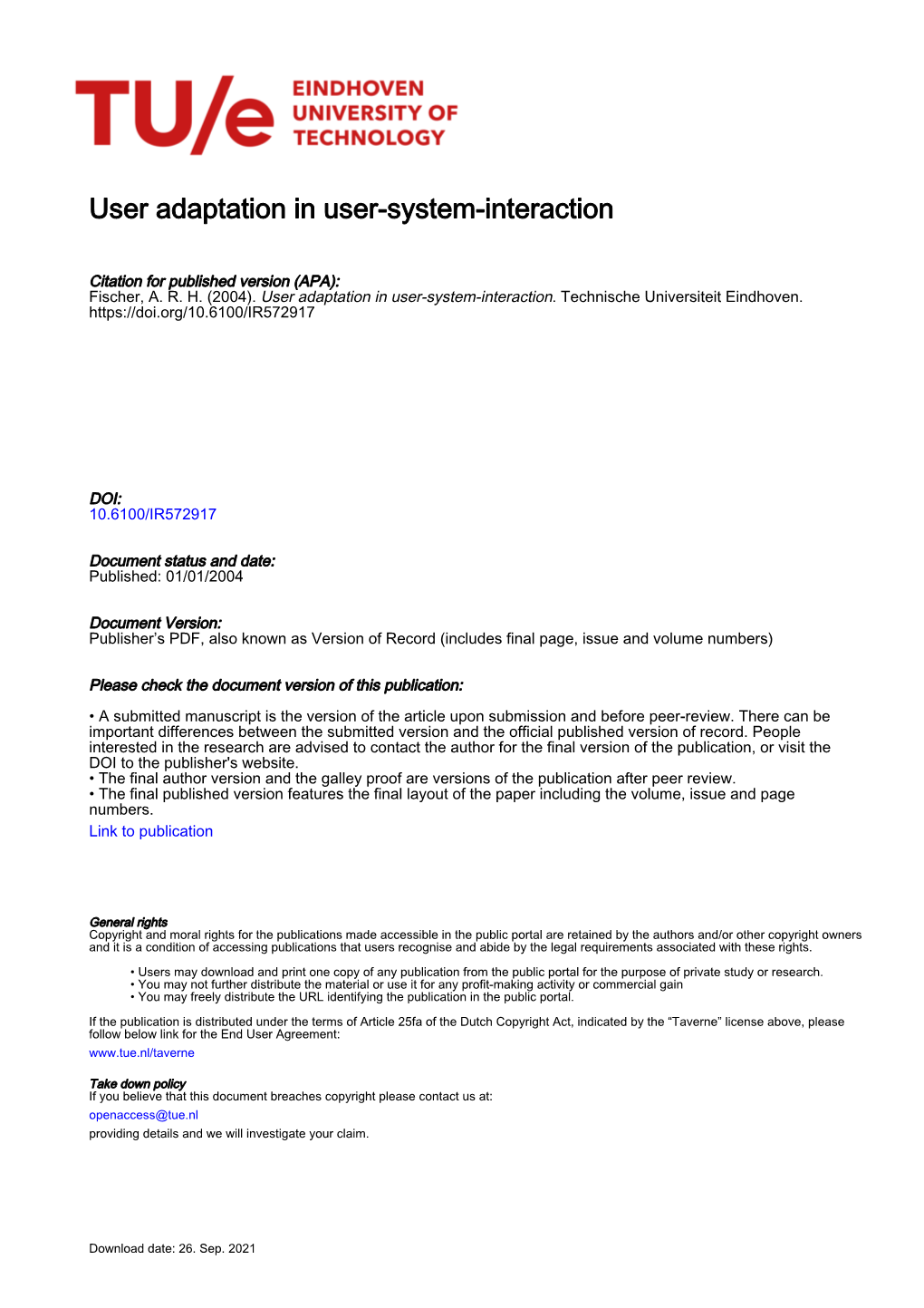 User Adaptation in User-System-Interaction
