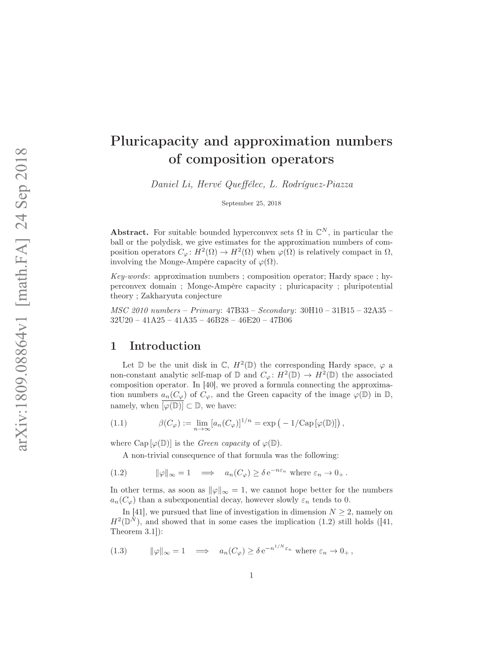 Pluricapacity and Approximation Numbers of Composition Operators