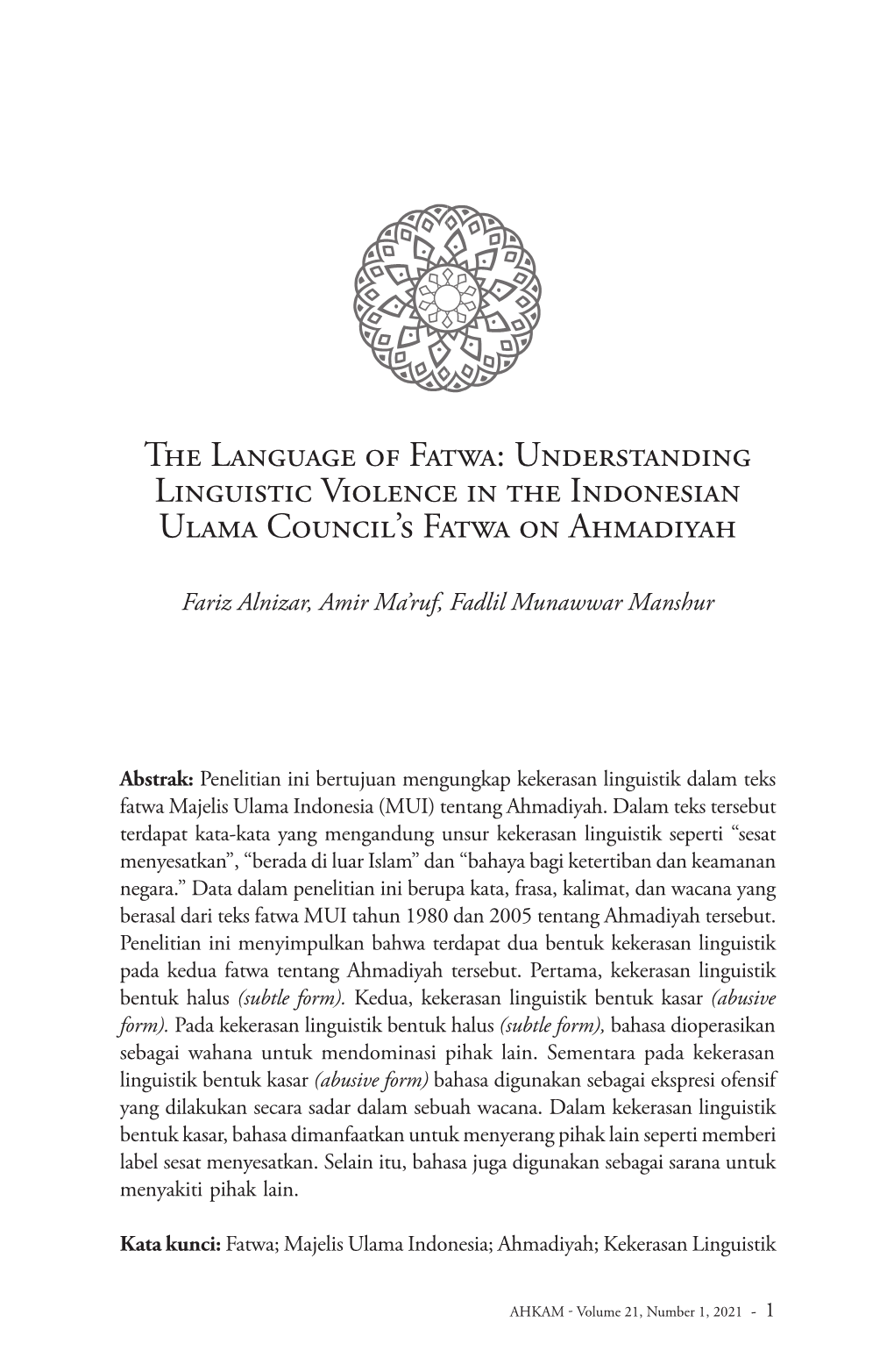 Understanding Linguistic Violence in the Indonesian Ulama Council's