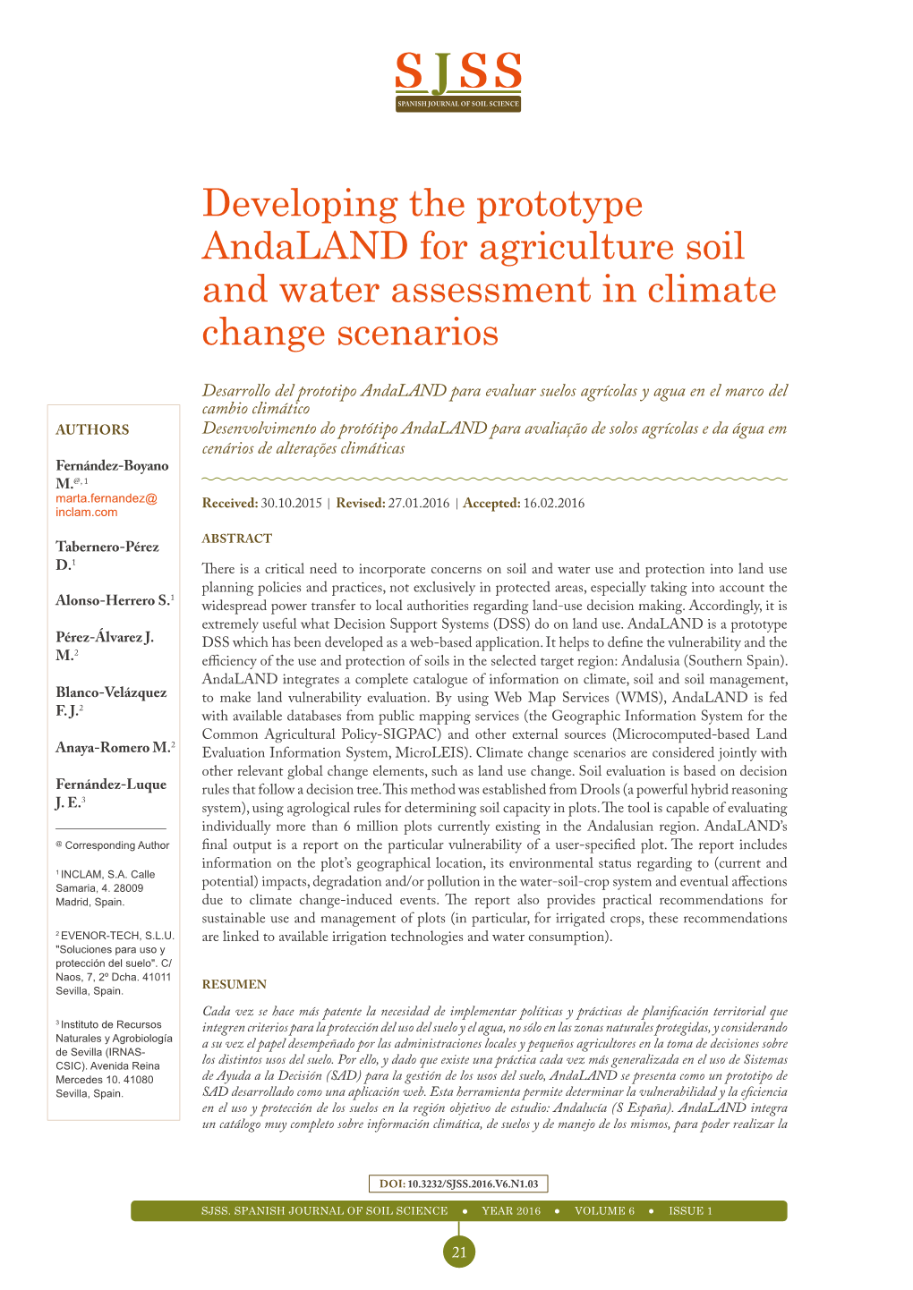 Developing the Prototype Andaland for Agriculture Soil and Water Assessment in Climate Change Scenarios