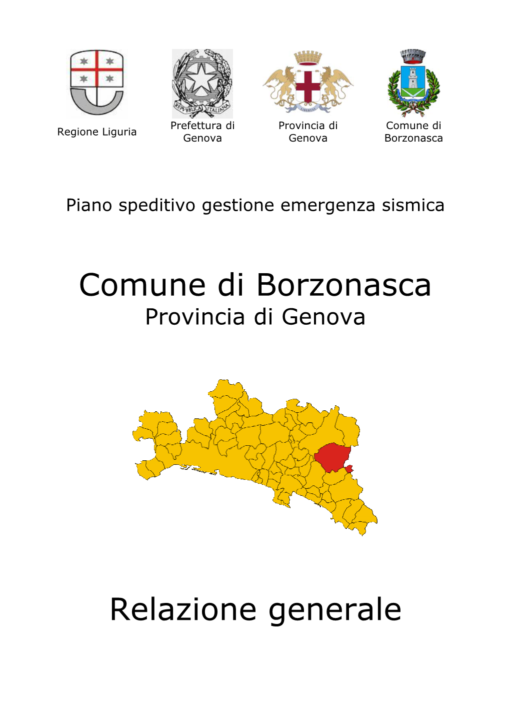 Comune Di Borzonasca Relazione Generale