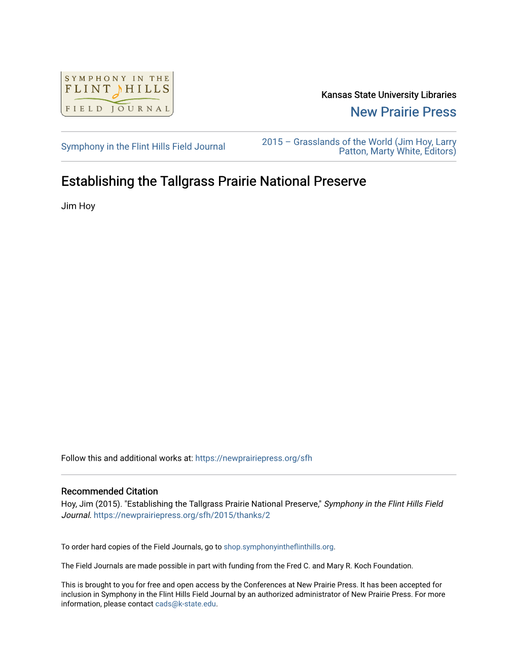 Tallgrass Prairie National Preserve