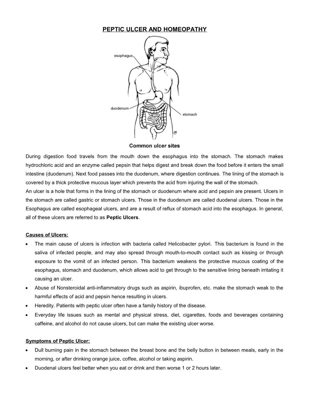 Peptic Ulcer and Homeopathy