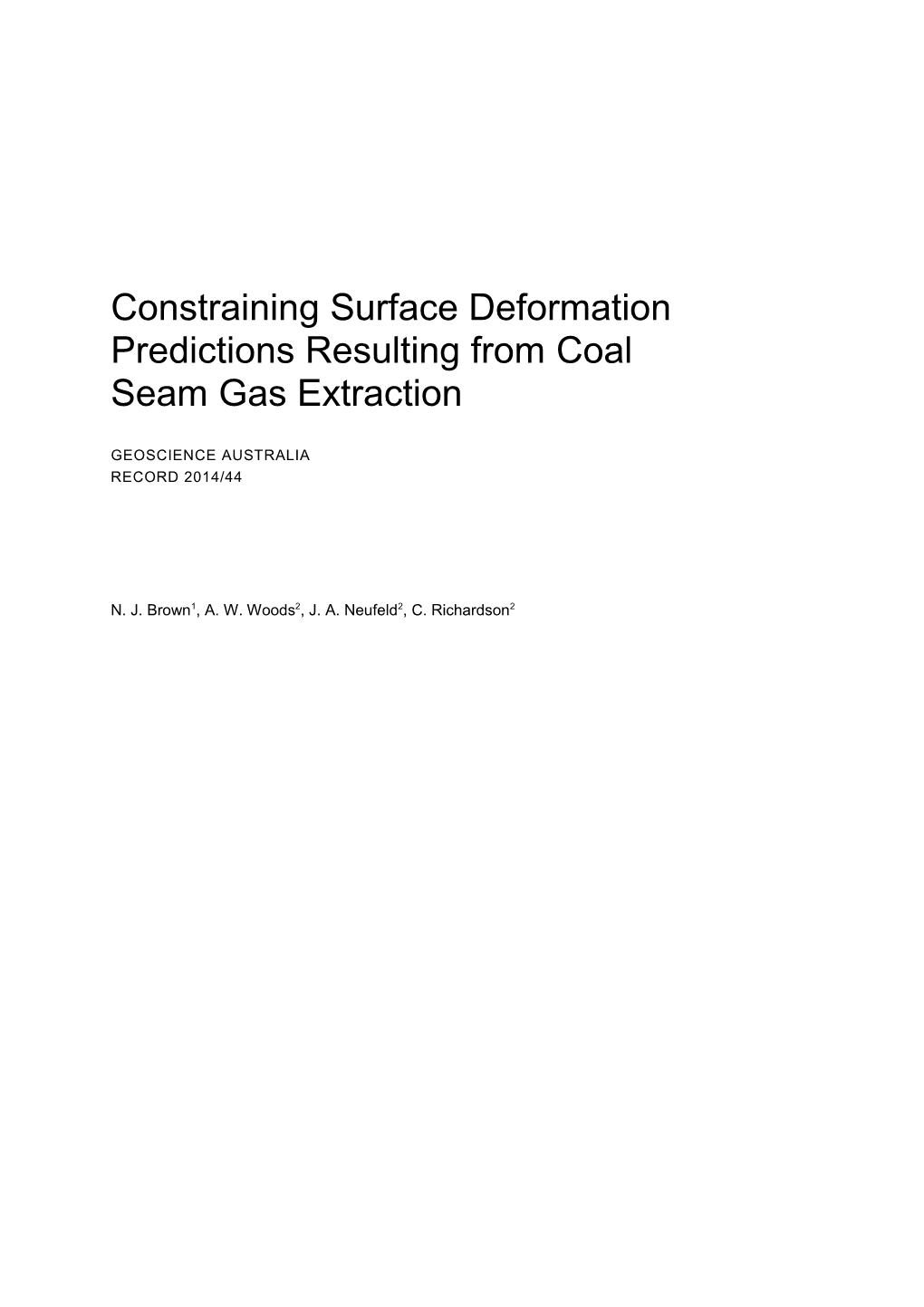 Constraining Surface Deformation Predictions from Coal Seam Gas Extraction