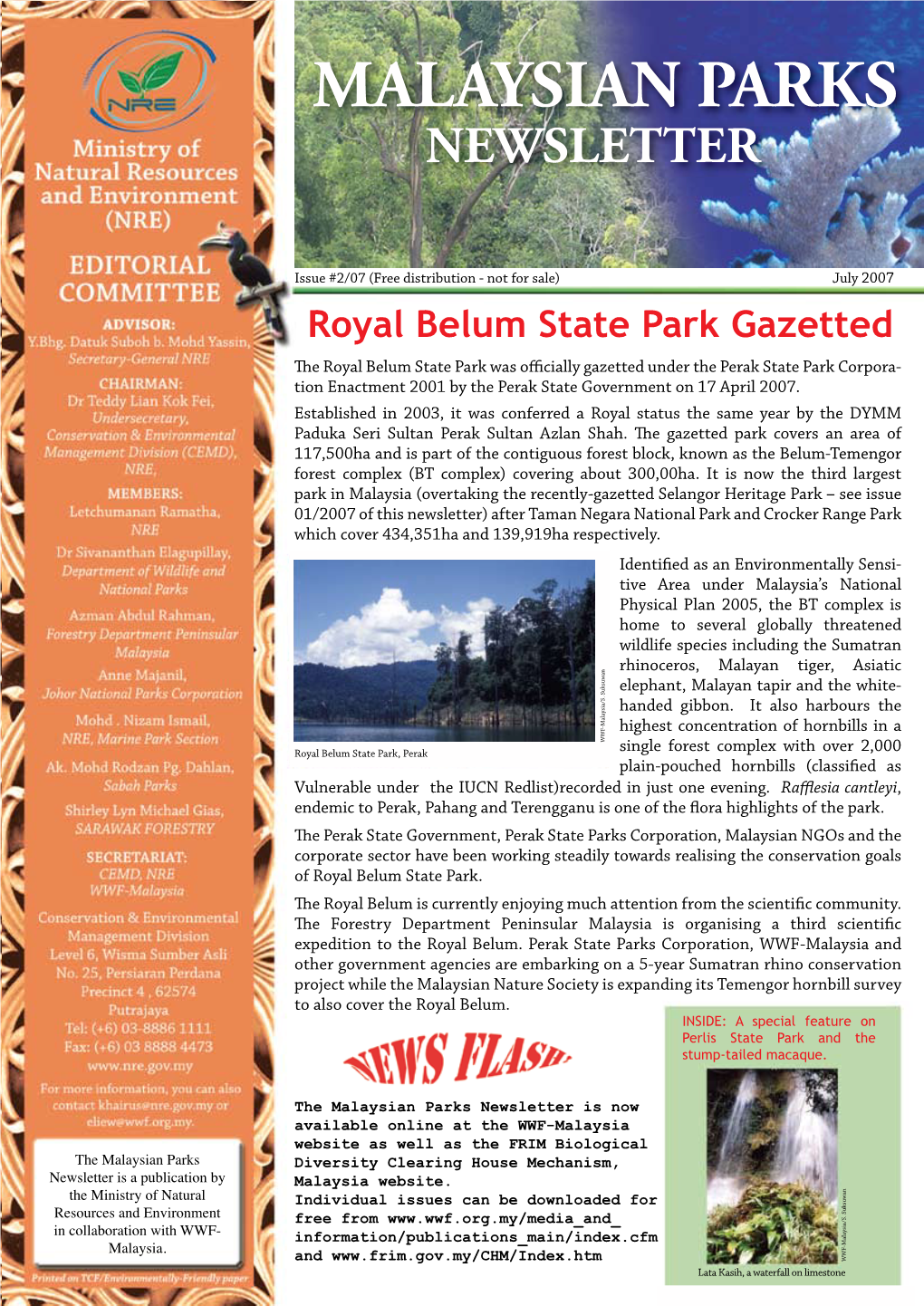 Malaysian Parks Newsletter Issue 2 July 2007