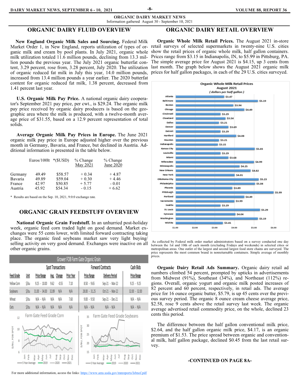 Biweekly Dairy Organic Report