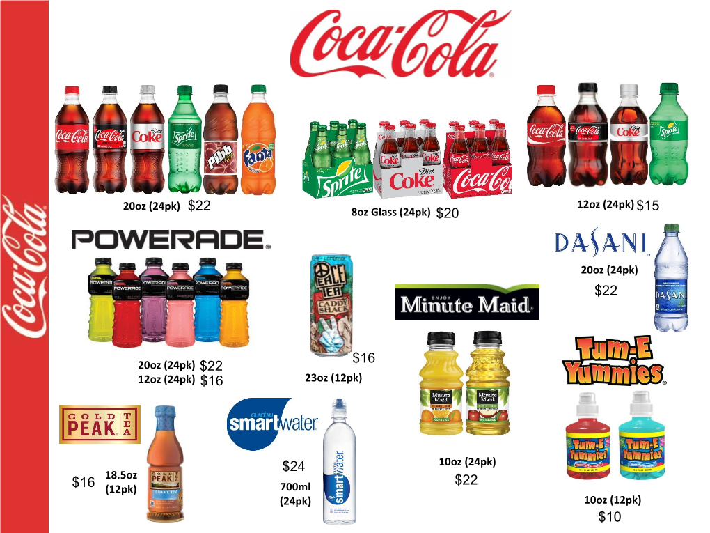 Products Available for Coca-Cola Fundraiser