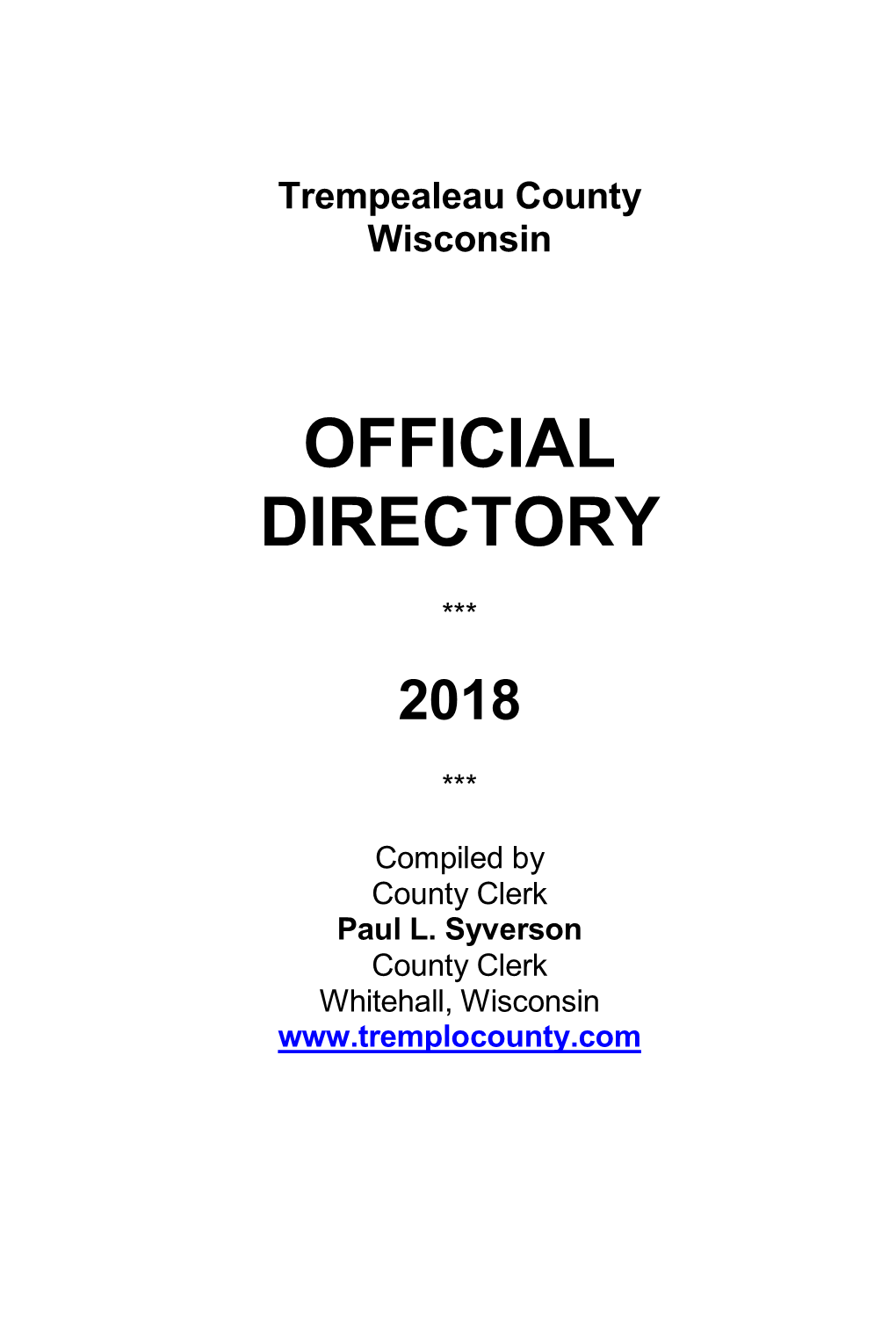 2018 Trempealeau County Official Directory